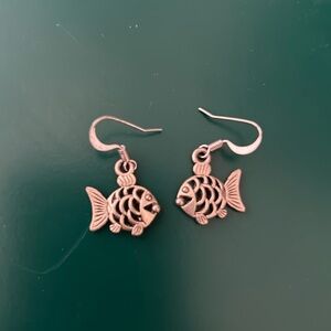 Silver novelty fish earrings